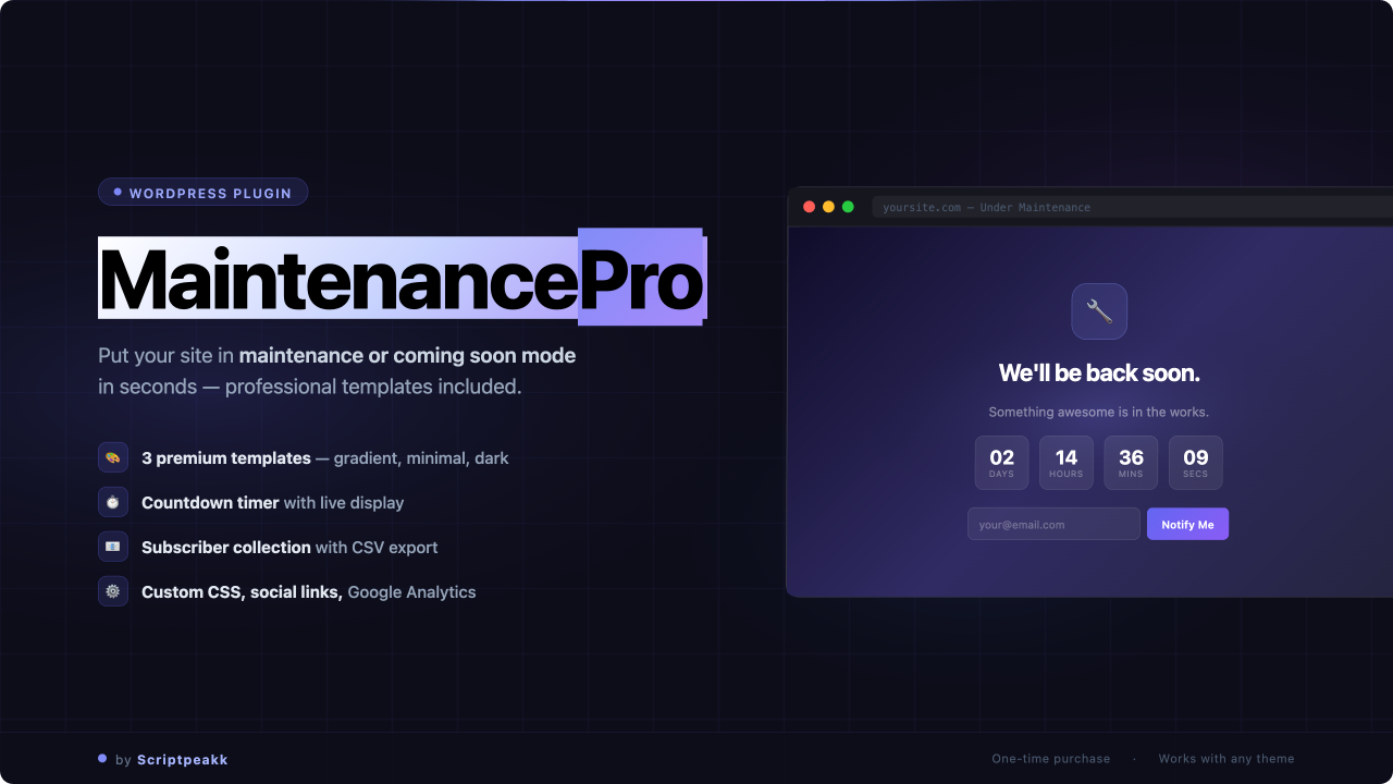 MaintenancePro plugin cover